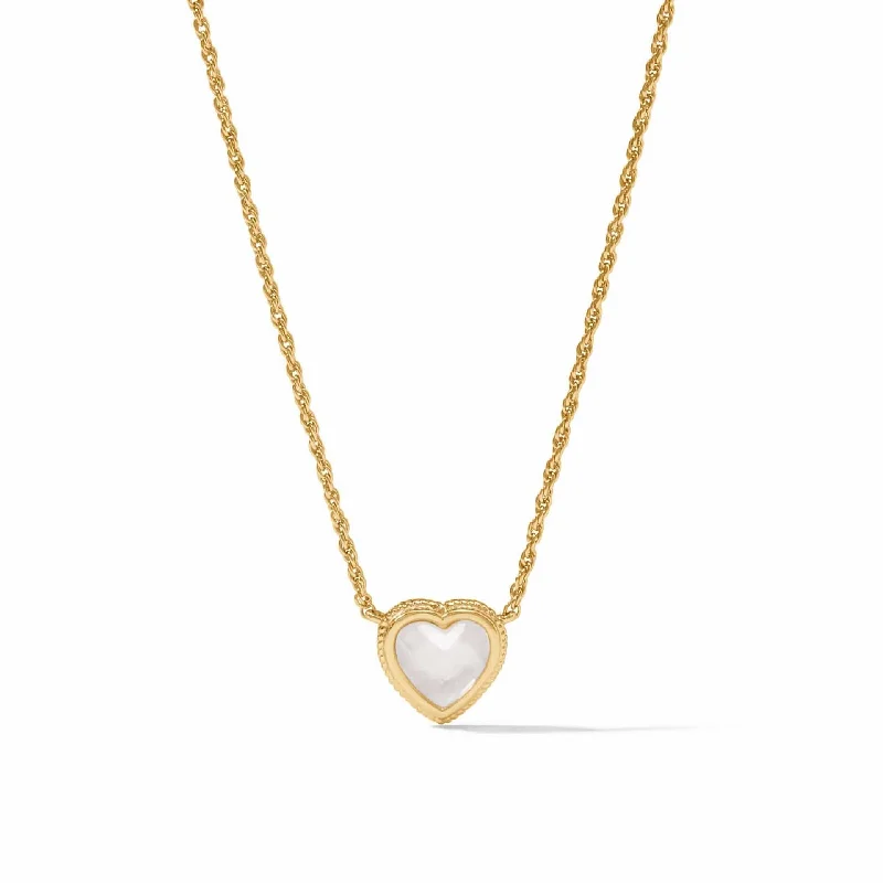 Simple Silver Necklaces For Casual Look-Heart Delicate Necklace Iridescent Clear Crystal