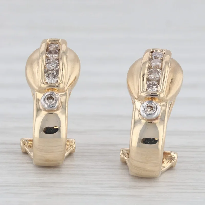 Sterling Silver Stud Earrings For Gifts-0.30ctw Diamond Journey Earrings 14k Yellow Gold Pierced Omega Back Drops