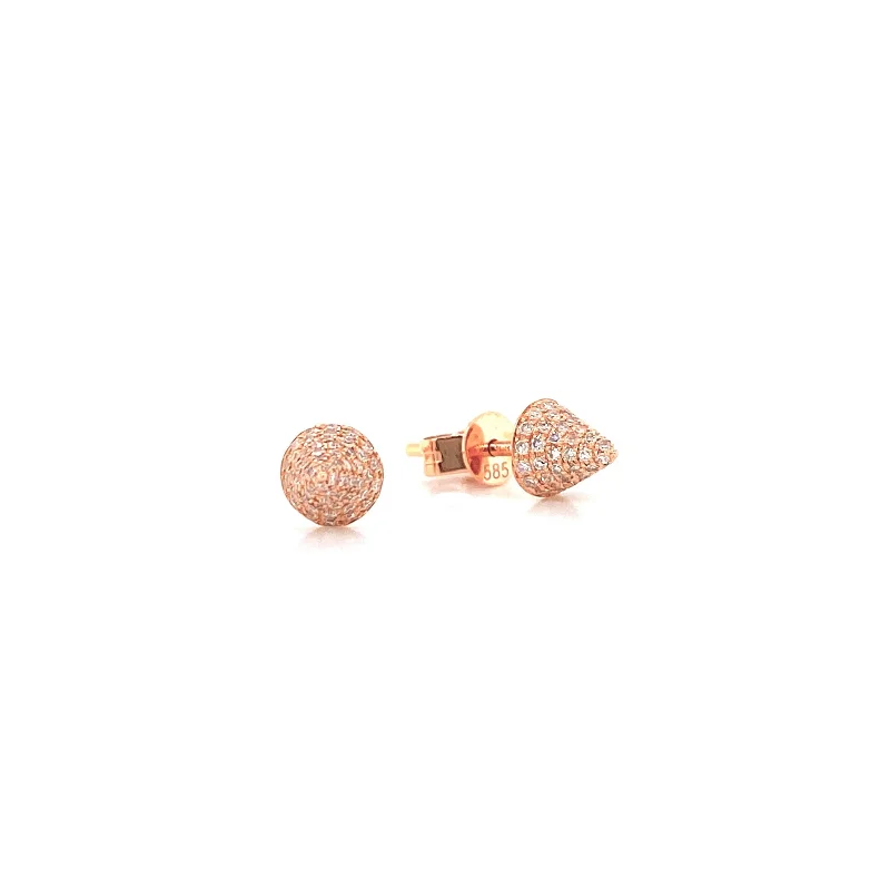 Personalized Earrings For Special Moments-14K Rose Gold Diamond Mini Spike Earrings