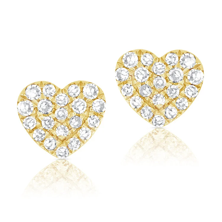 Fashionable Earrings For Day-to-Night Looks-14K Yellow Gold Diamond Heart Stud Earrings