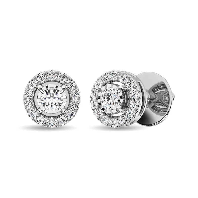 Trendy Square Earrings For Bold Looks-10K White Gold 1/4 Ct.Tw.Diamond Stud Earrings