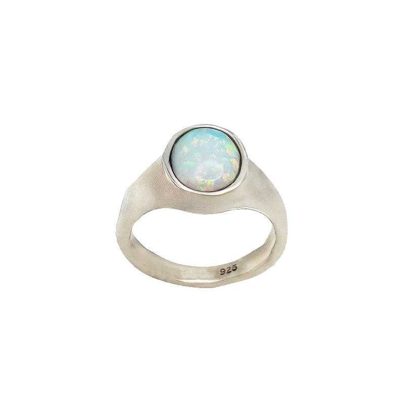 Minimalist Rings For Elegant Simplicity-Opal Signet Ring (Silver)