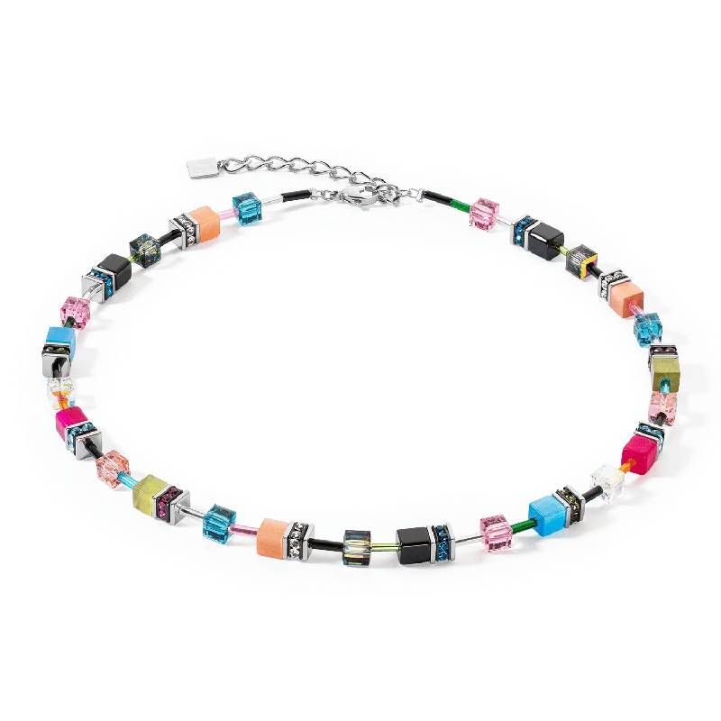 Statement Long Necklaces For Special Occasions-Multicolor GeoCube Iconic Necklace