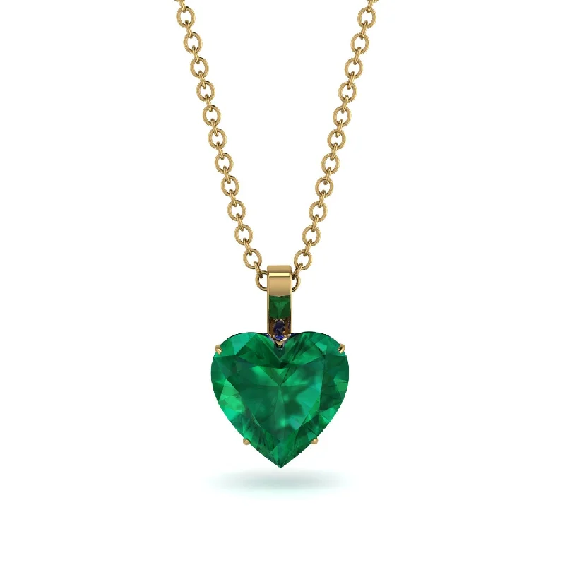 Simple Silver Necklaces For Casual Look-Heart Emerald Necklace - Noelle No. 64