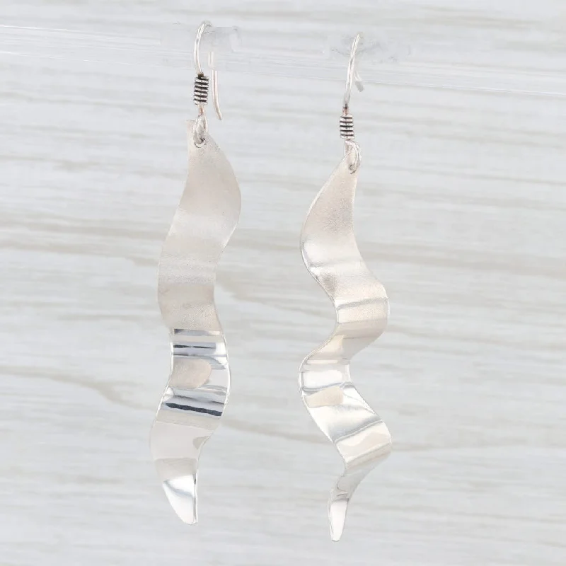 Stunning Gemstone Earrings For Special Days-Squiggle Dangle Earrings Sterling Silver Hook Post Drops