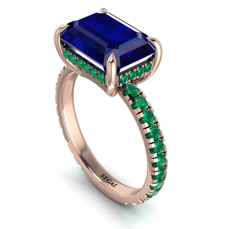 Custom Wedding Bands For Meaningful Gifts-Emerald-Cut Sapphire Pavé Engagement Ring - Daphne No. 29