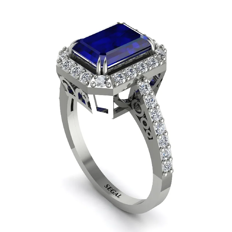 Custom Men’s Engagement Rings For Non-Traditional Brides-Emerald Cut Sapphire Vintage-Inspired Engagement Ring - Addilyn No. 15