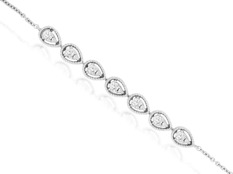 Bracelets For Valentine’s Day-14K White Gold Pear Shape Diamond Bracelet