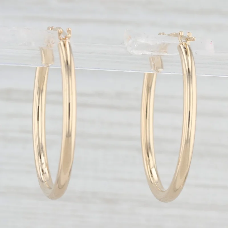 Large Acrylic Earrings For Bold Statements-Oval Hoop Earrings 10k Yellow Gold Snap Top Hoops