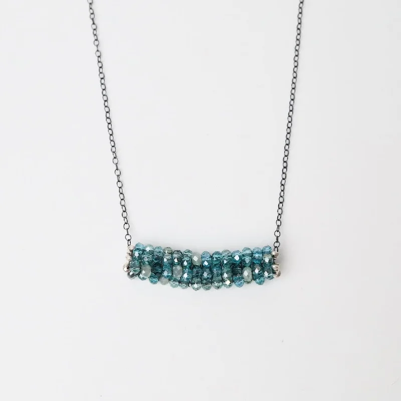 Elegant Diamond Necklaces For Weddings-Mixed Aqua Crystals Necklace