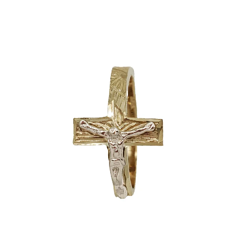 Personalized Stack Rings For Brides-Crucifix Cross Ring (14K)