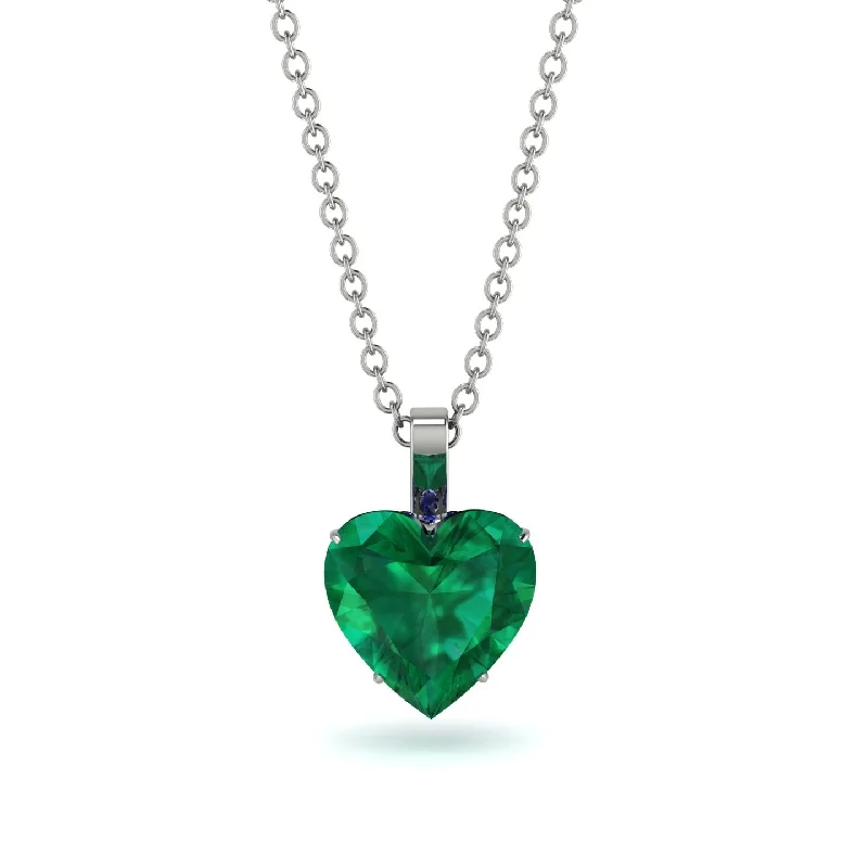 Classic Gold Necklaces For Everyday Style-Heart Emerald Necklace - Noelle No. 66