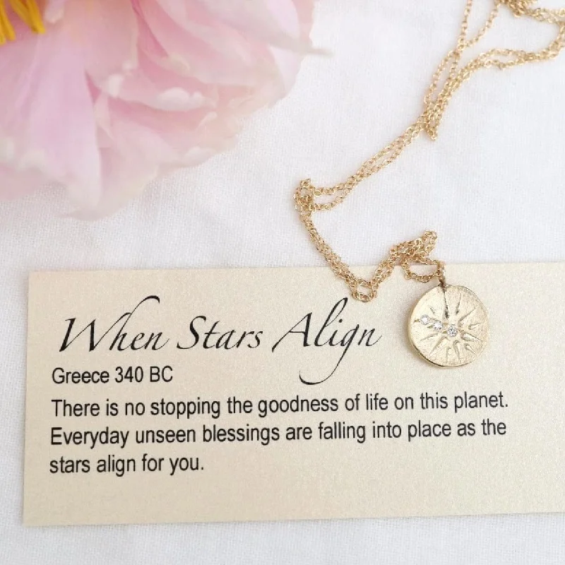 Custom Birthstone Pendant Necklaces For Personalized Style-14k Gold Small When Stars Align Artifact Necklace