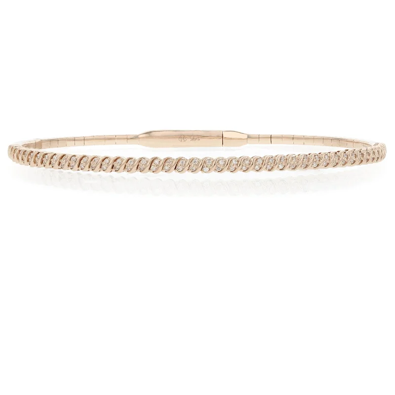 Bangles For Urban Fashion-14K Gold Diamond Bangle Bracelet