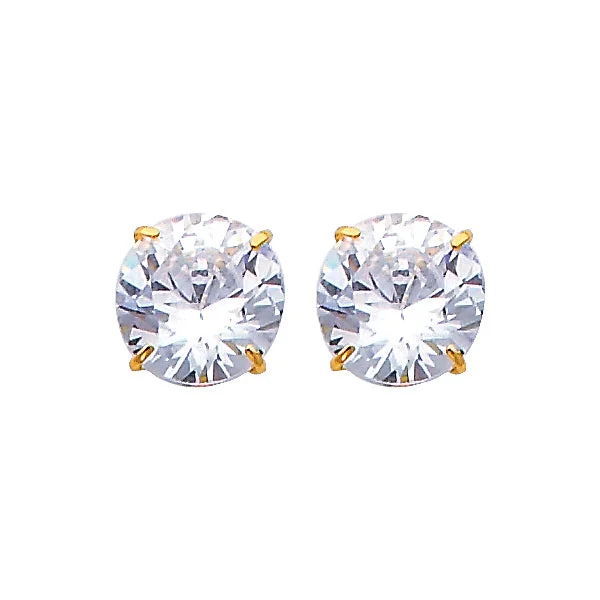 Elegant Silver Earrings For Casual Wear-14K 8MM CZ BIRTH STONE STUD EARRINGS