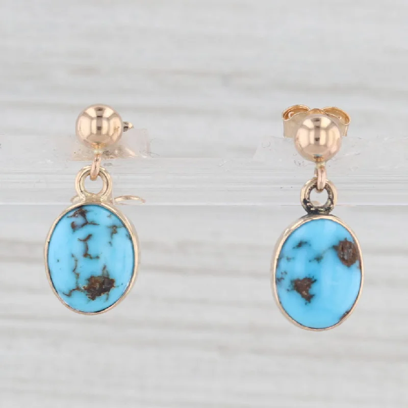 Elegant Drop Earrings For Weddings-Carlos Diaz Turquoise Dangle Earrings 14k Yellow Gold Drops