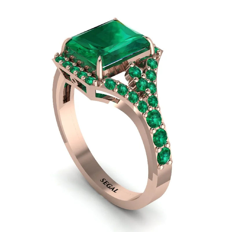 Fashionable Stackable Rings For Trendy Looks-Radiant Cut Emerald 14K Halo Engagement Ring - Cassidy No. 20