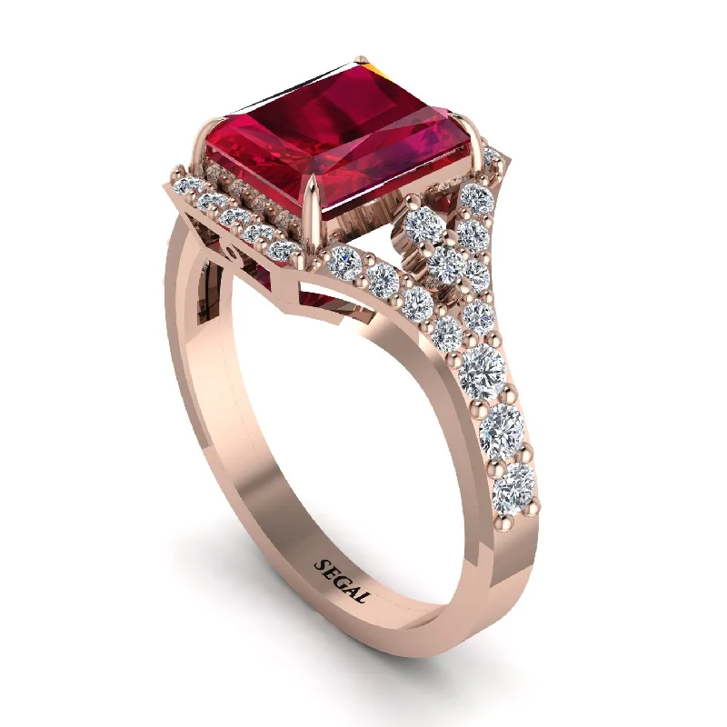 Simple Wedding Rings For Timeless Style-Radiant Cut Ruby 14K Halo Engagement Ring - Cassidy No. 11