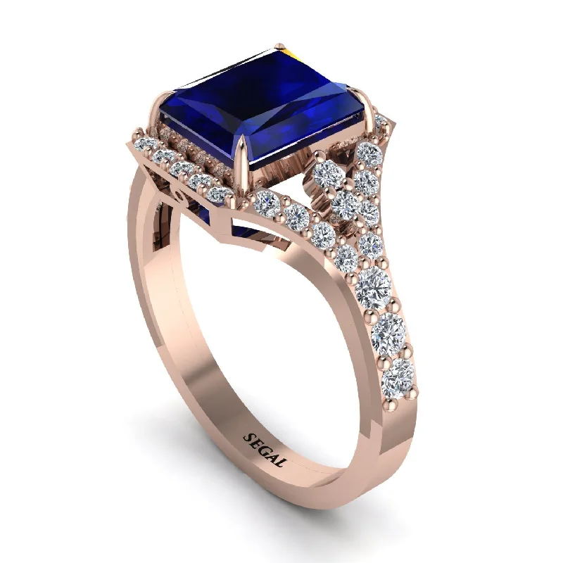 Trendy Gold Rings For Engagement-Radiant Cut Sapphire 14K Halo Engagement Ring - Cassidy No. 14