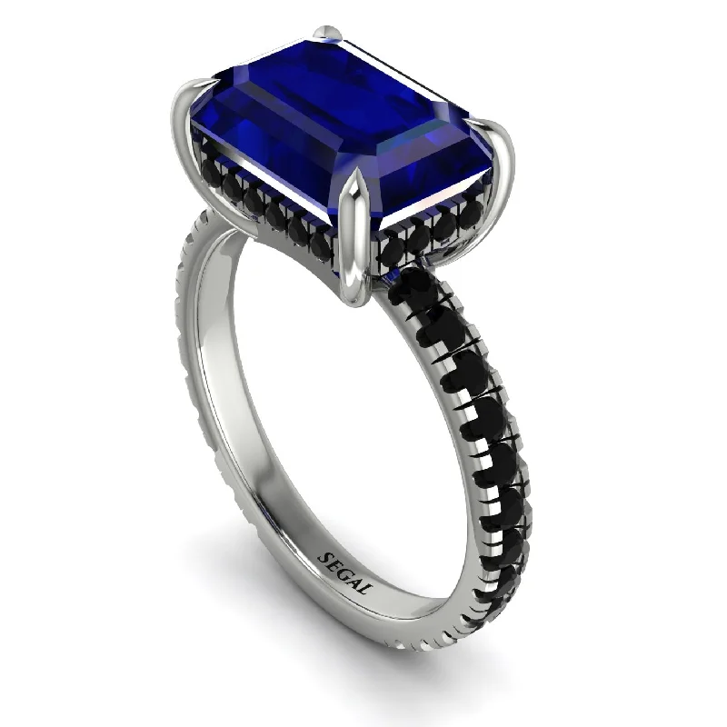 Customizable Engagement Rings For Brides-Emerald-Cut Sapphire Pavé Engagement Ring - Daphne No. 45