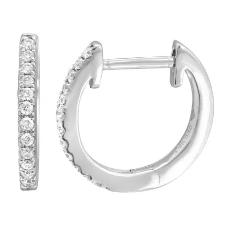 Brightly Colored Earrings For Bold Fashion-14K White Gold 13mm Diamond Hoop Earrings