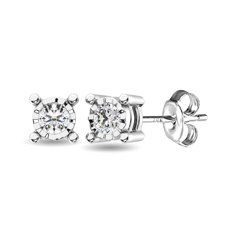 Cute Heart Shaped Earrings For Girlfriends-10K White Gold 1/5 Ct.Tw.Diamond Stud Earrings