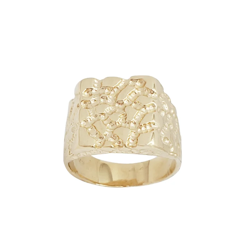 Customizable Gold Rings For Personal Style-Rectangle Nugget Ring (14K)