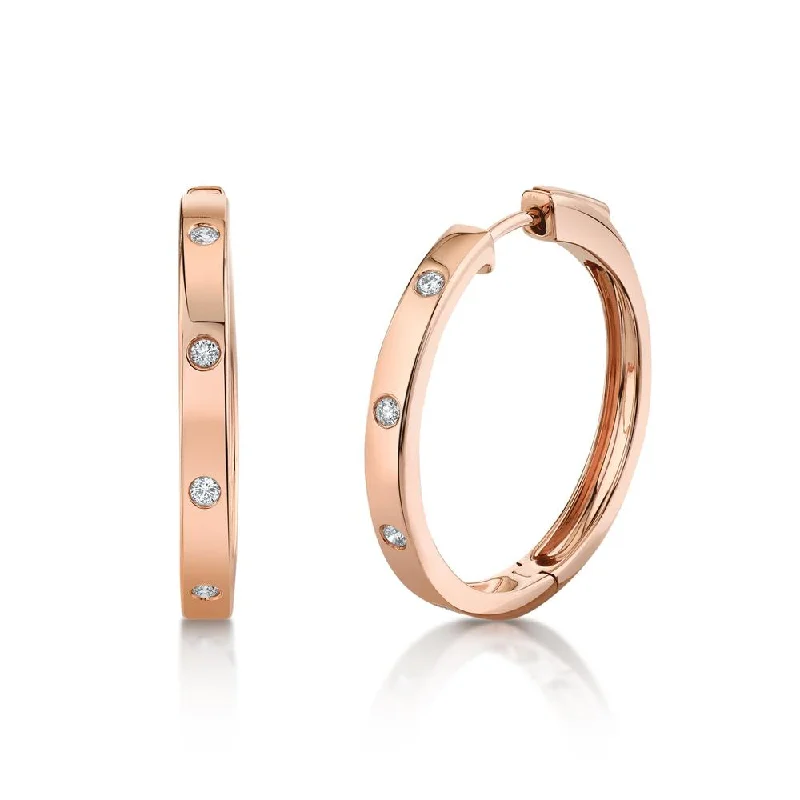 Colorful Beaded Earrings For Summer Vibes-14K Rose Gold Diamond Hoop Earrings