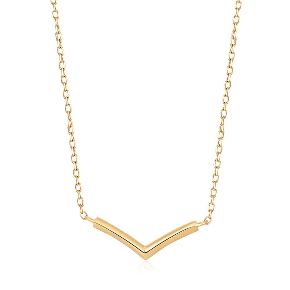 Stylish Bar Necklace For Fashion Forward-Laurel Gold Wishbone Necklace