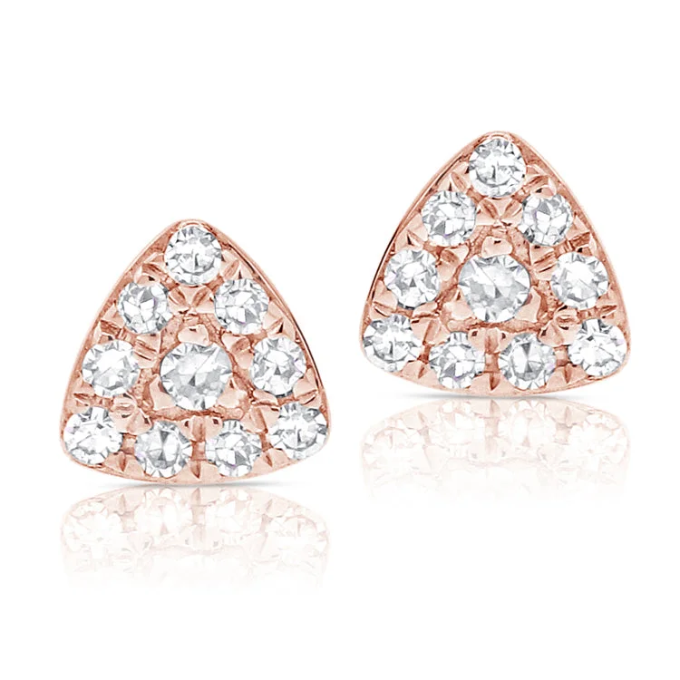 Unique Pearl Earrings For Timeless Style-14K Rose Gold Diamond Petite Triangle Earrings