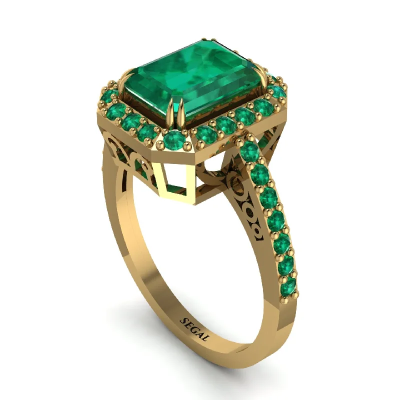 Customizable Engagement Rings For Brides-Emerald Cut Emerald Vintage-Inspired Engagement Ring - Addilyn No. 19