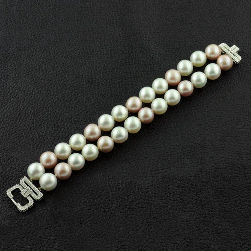 Bracelets With Vibrant Hues-Pearl & Diamond Bracelet