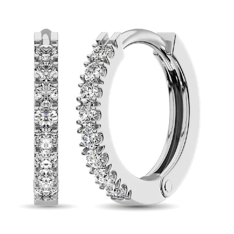 Unique Earrings For Bridal Jewelry-10K White Gold 1/2 Ct.Wt. Diamond Hoop Earrings