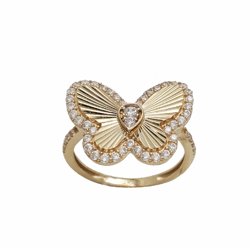 Unique Engagement Rings For Non-Traditional Brides-Zirconia Butterfly Ring (14K)