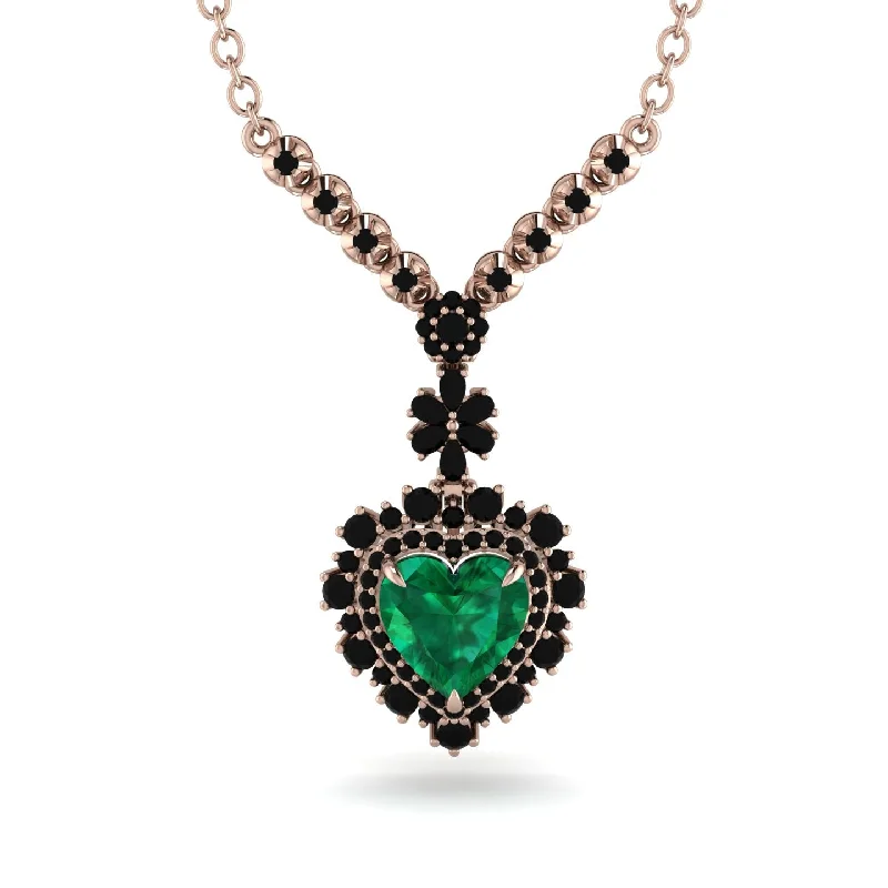 Modern Chain Necklaces For Trendy Style-Heart Emerald Royal Vintage Gold Necklace - Gia No. 35