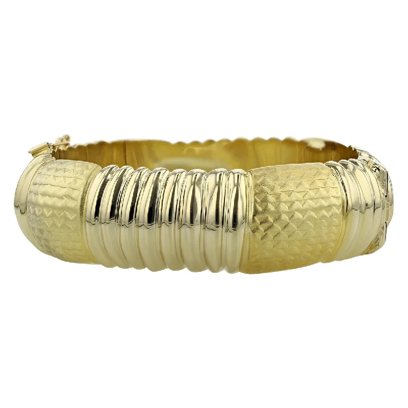 Bangles For Religious Festivals-14K Yellow Gold Wide Bangle Bracelet