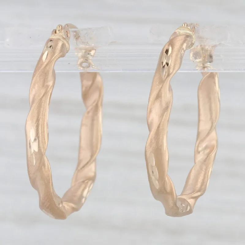 Large Resin Earrings For Bold Style-Twist Hoop Earrings 14k Yellow Gold Snap Top Round Hoops