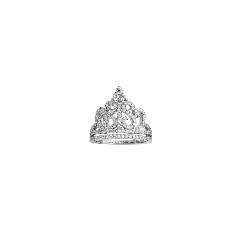 Stunning Engagement Rings For Special Moments-Zirconia Crown -Tiara Ring (Silver)