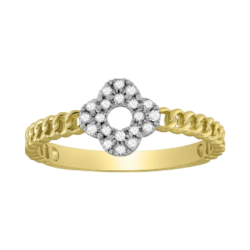 Beautiful Birthstone Rings For Every Month-Diamond Two-Tone Flower Ring (14K)