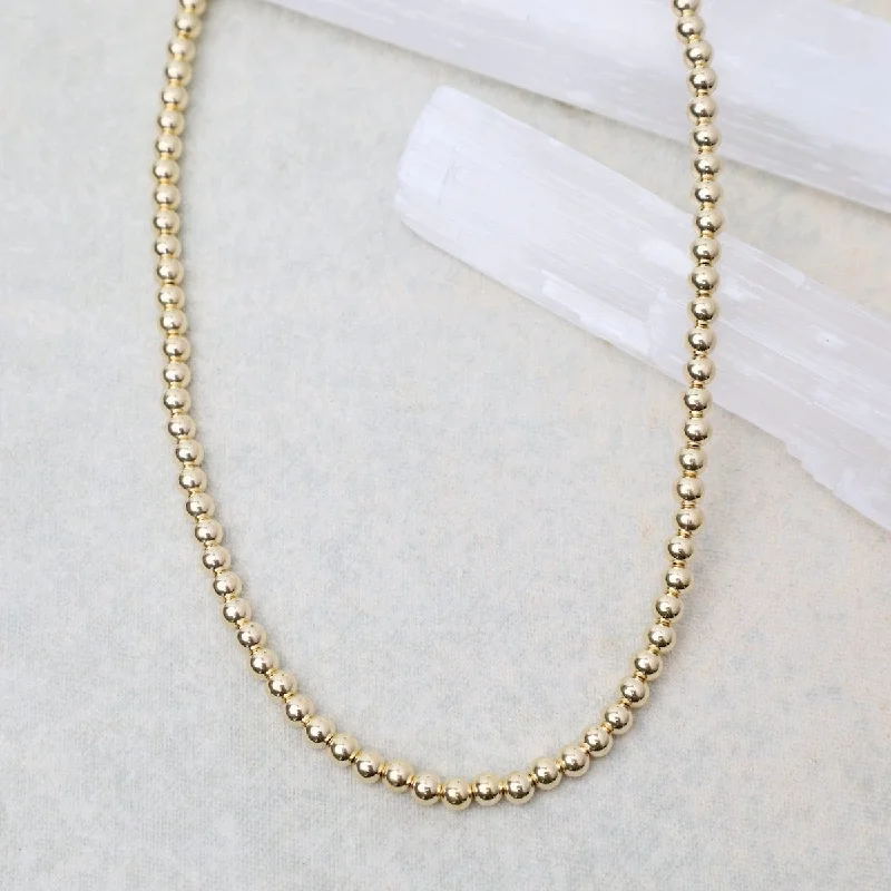 Simple Crystal Pendant Necklaces For Everyday Style-4mm Gold Filled Bead Choker Necklace