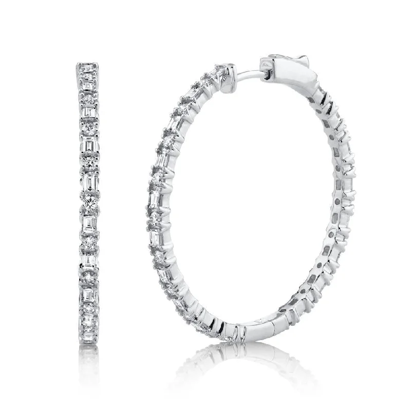 Sparkling Earrings For New Year’s Eve-14K White Gold Diamond Hoop Earrings