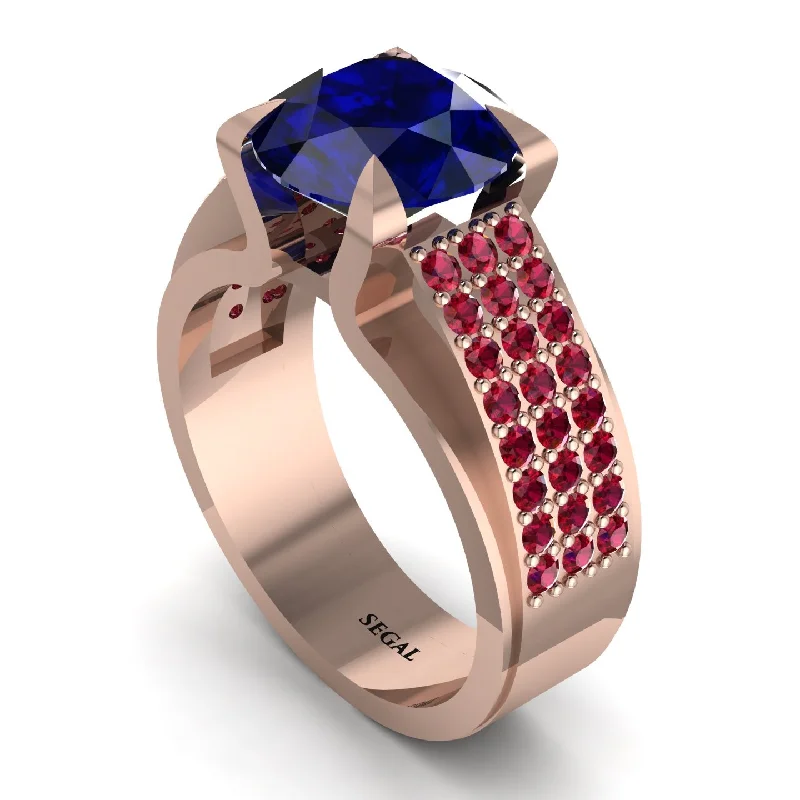 Sparkling Engagement Rings For Unique Brides-Round Cut Sapphire 14K Gold Pave Engagement Ring - Saylor No. 59