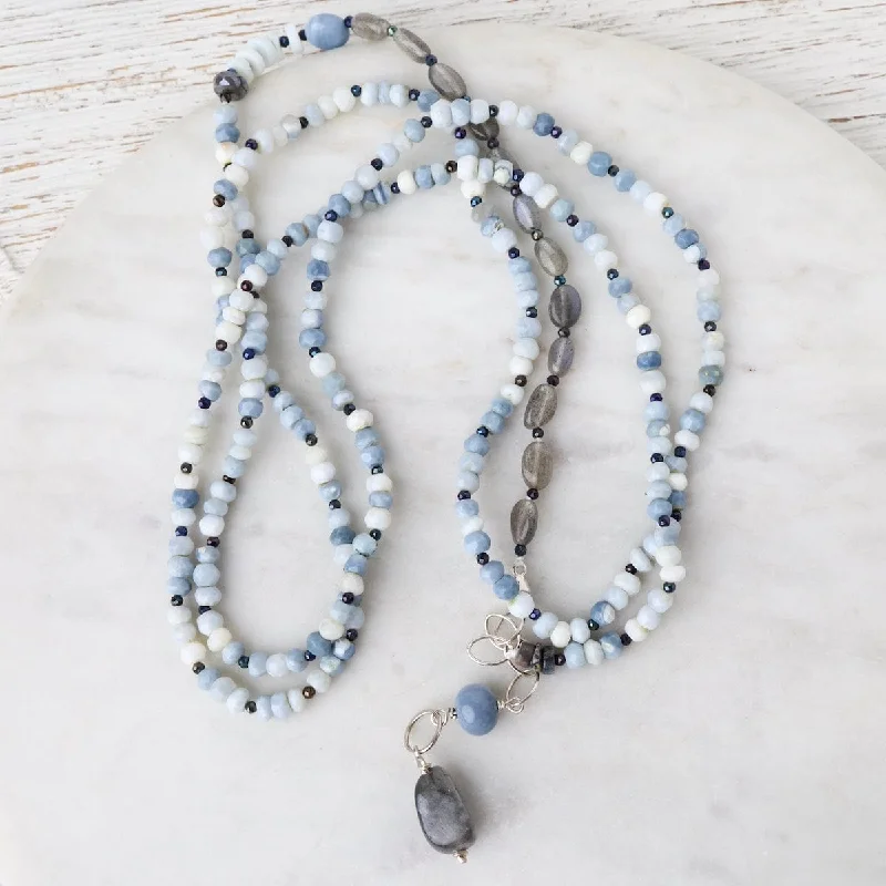 Layered Gemstone Necklaces For Beautiful Style-Blue Denim Opal and Labradorite Necklace