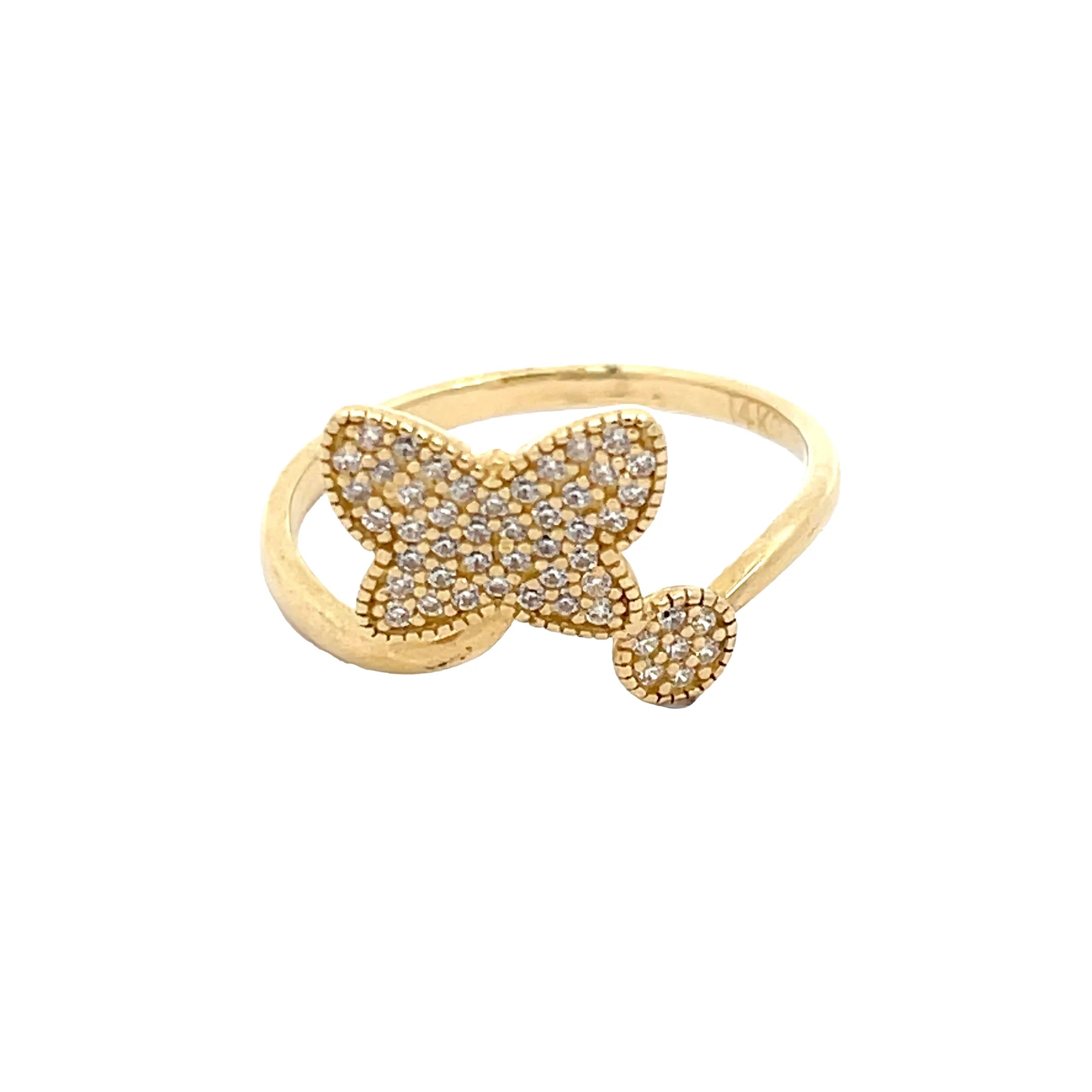 Simple Band Rings For Everyday Style-Zirconia Butterfly Ring (14K)