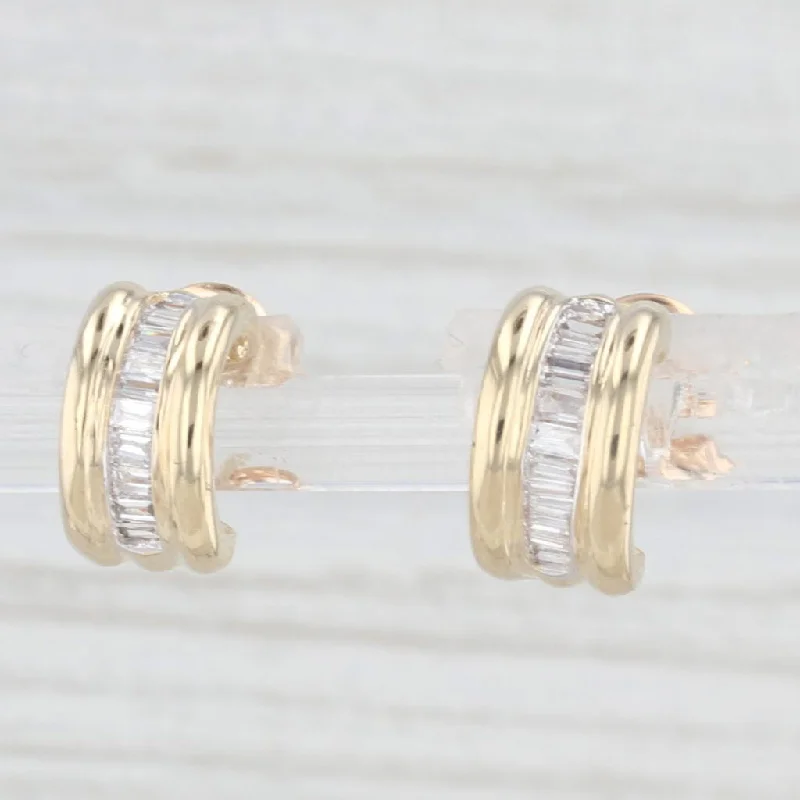 Modern Earrings For Everyday Fashion-0.25ctw Small Half Hoop Earrings 10k Yellow Gold Studs