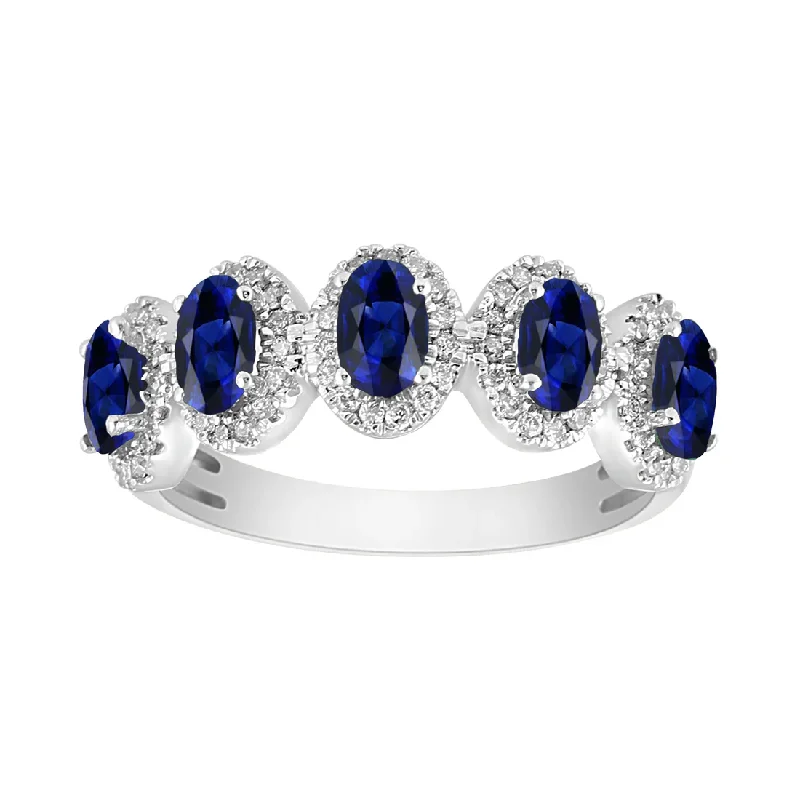 Elegant Diamond Rings For Weddings-Diamond Halo Sapphire Ring (14K)