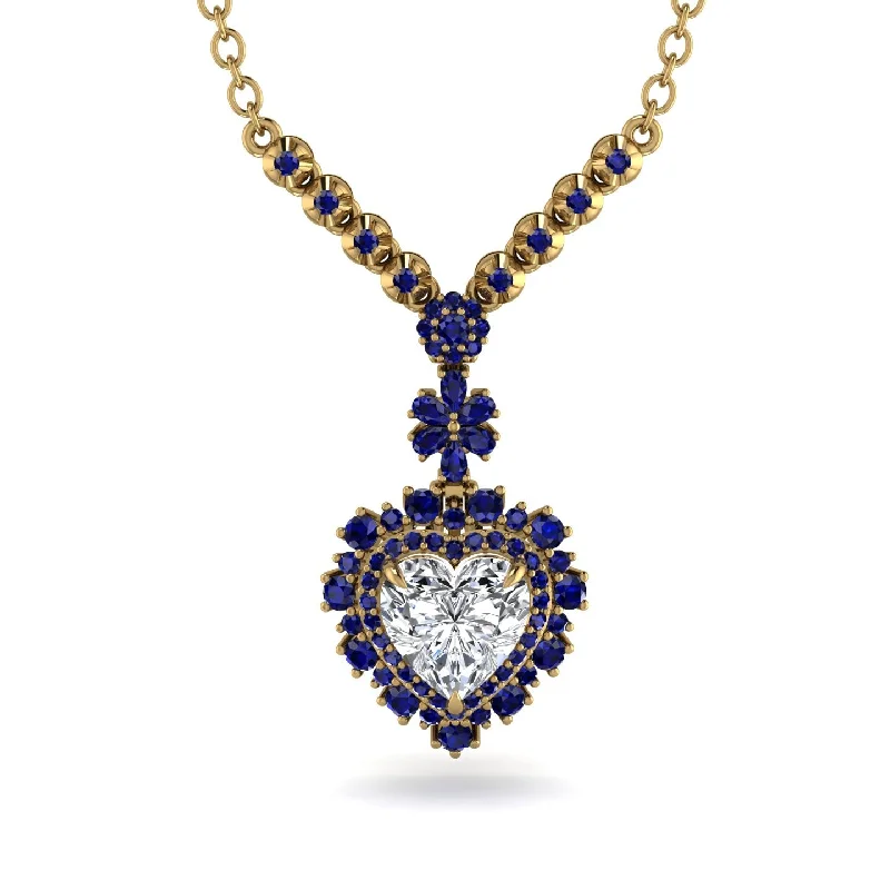 Trendy Resin Necklaces For Colorful Fashion-Heart Diamond Royal Vintage Gold Necklace - Gia No. 61