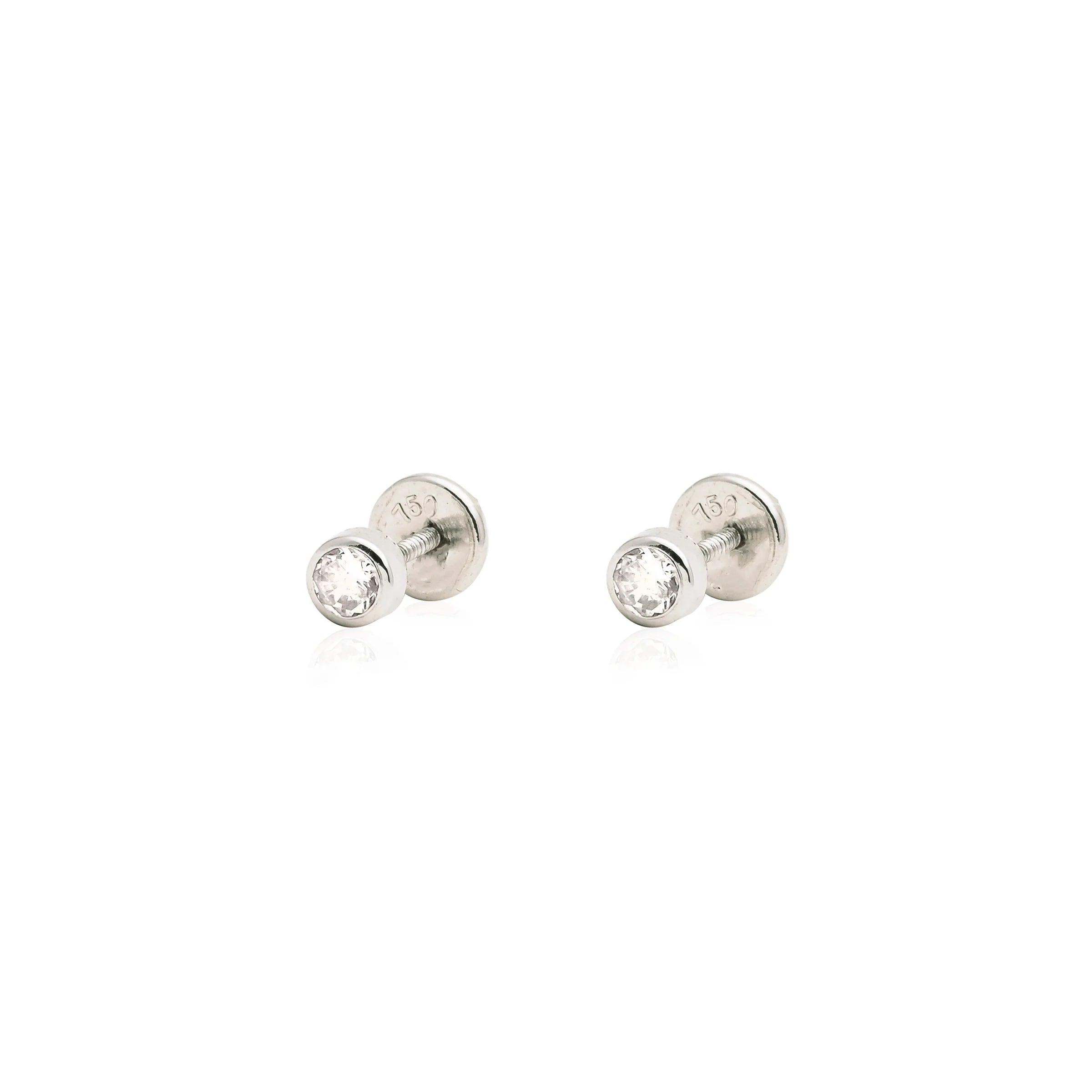 Handcrafted Wooden Earrings For Natural Style-14K White Gold CZ Children's Earrings