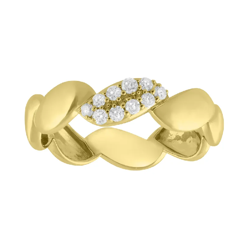 Elegant Custom Rings For Special Occasions-Diamond Petal Shape Ring (14K)