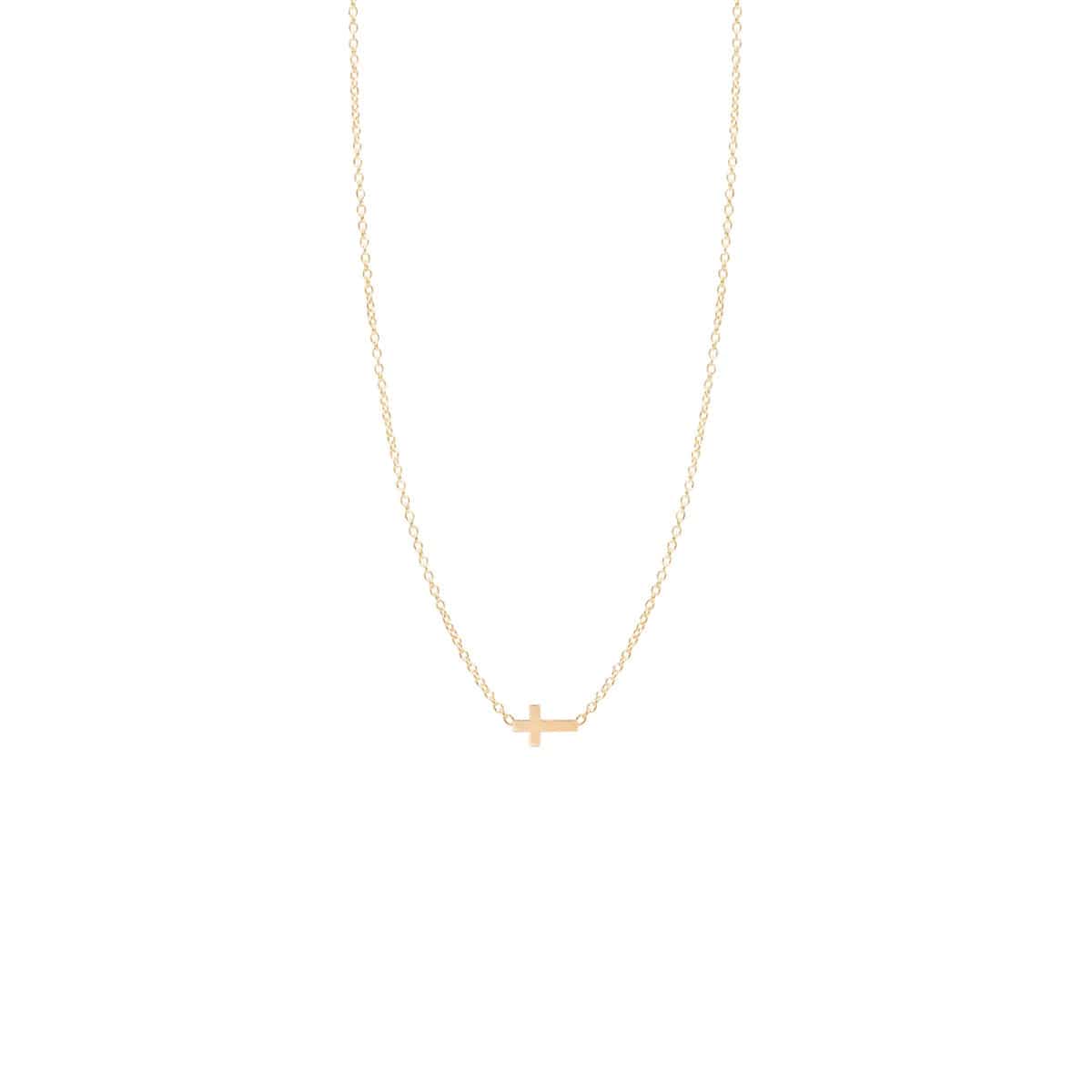 Layered Gemstone Necklaces For Beautiful Style-14k Gold Itty Bitty Cross Necklace